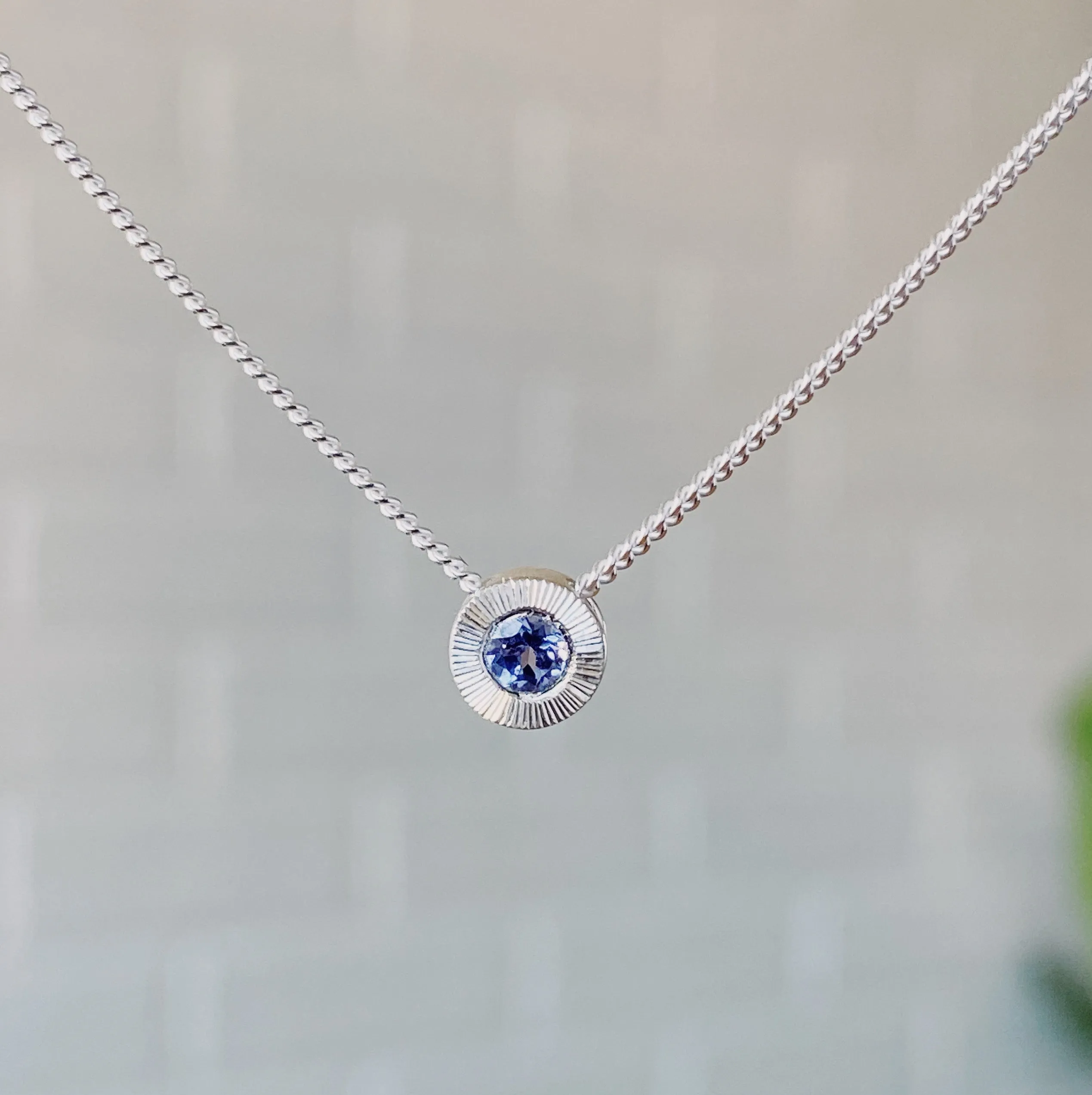 Small Aurora Birthstone Necklace - December - Tanzanite