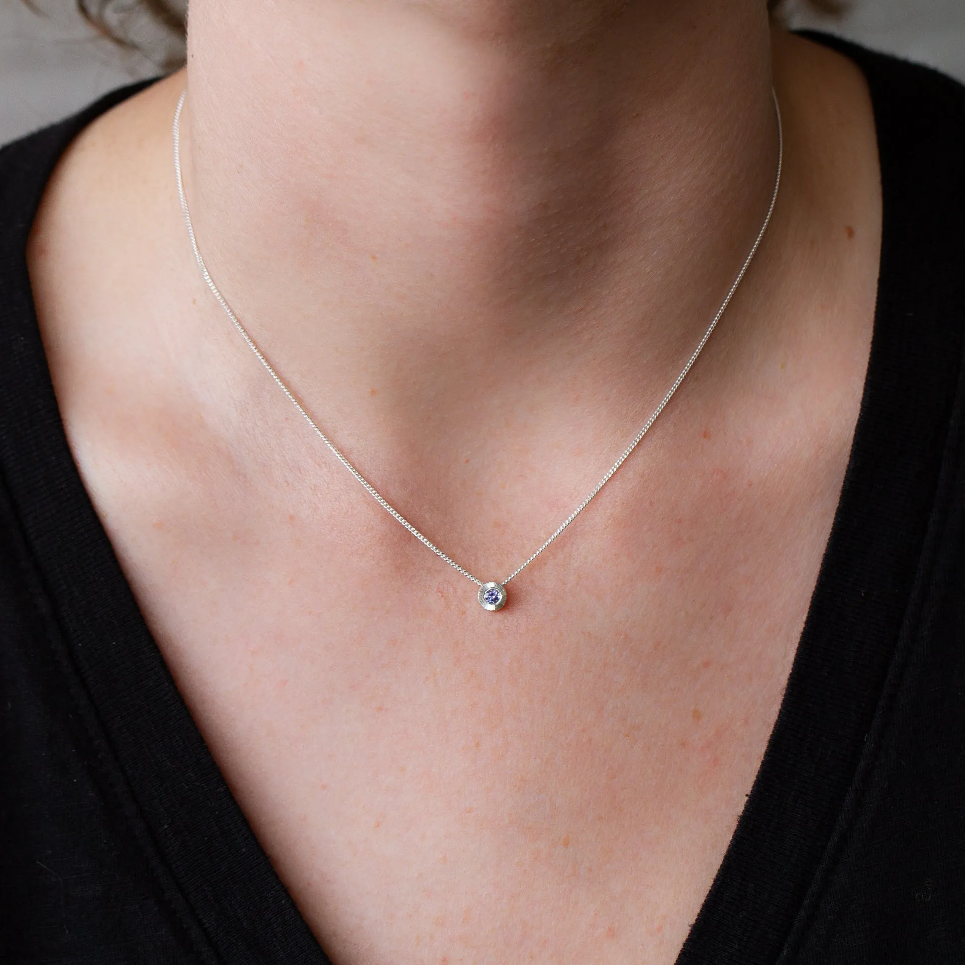 Small Aurora Birthstone Necklace - December - Tanzanite