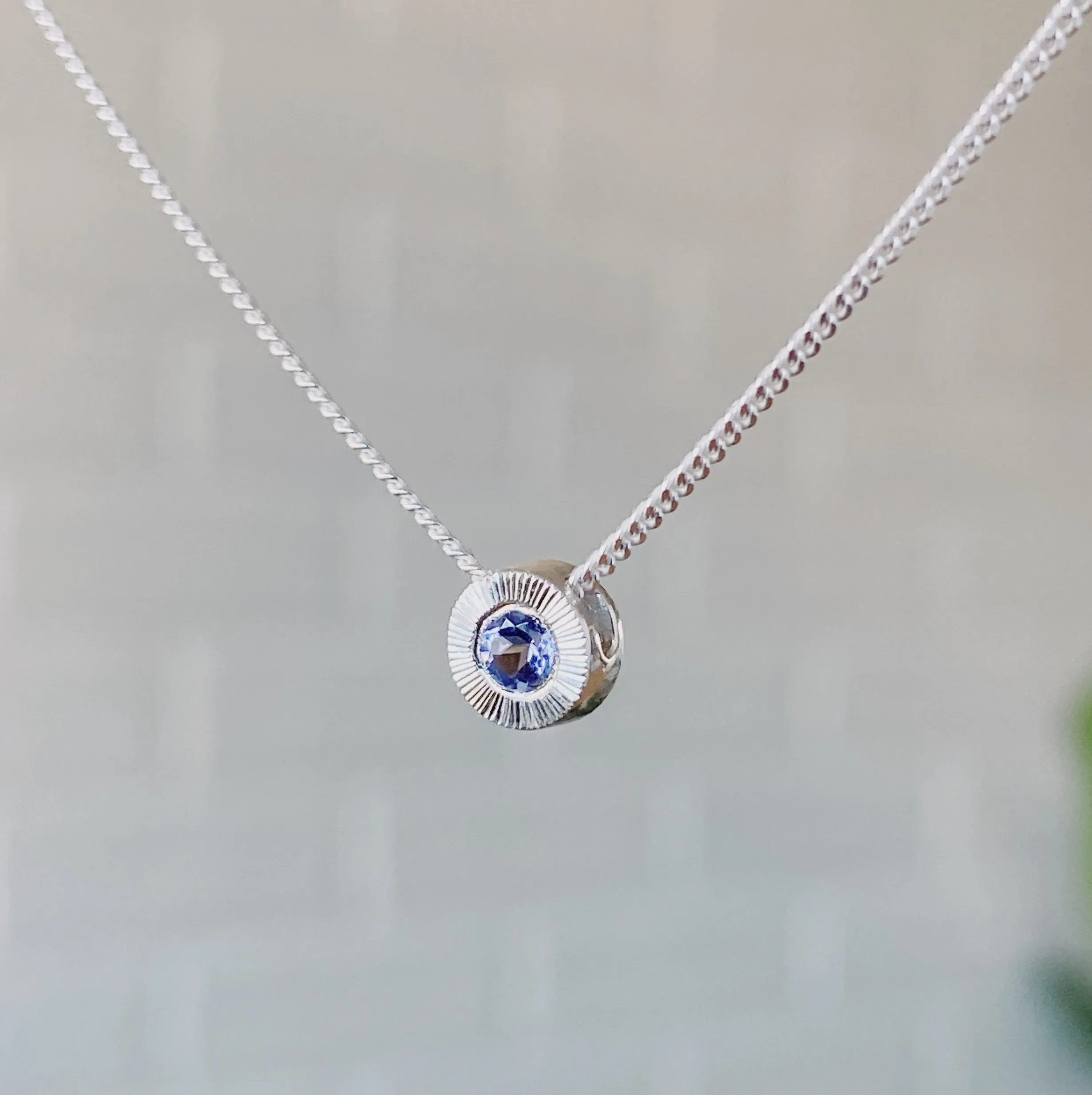 Small Aurora Birthstone Necklace - December - Tanzanite