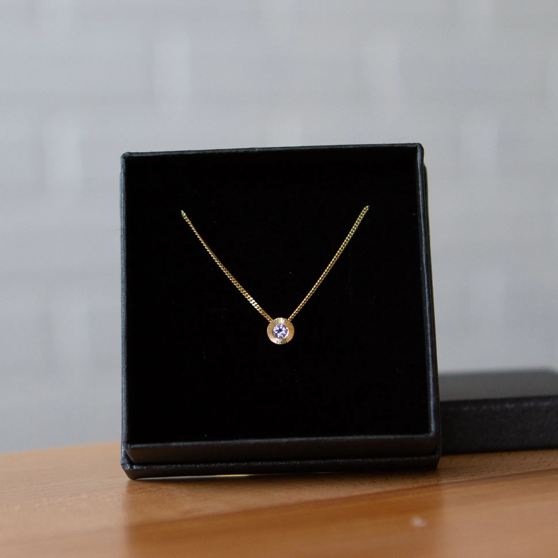 Small Aurora Birthstone Necklace - December - Tanzanite
