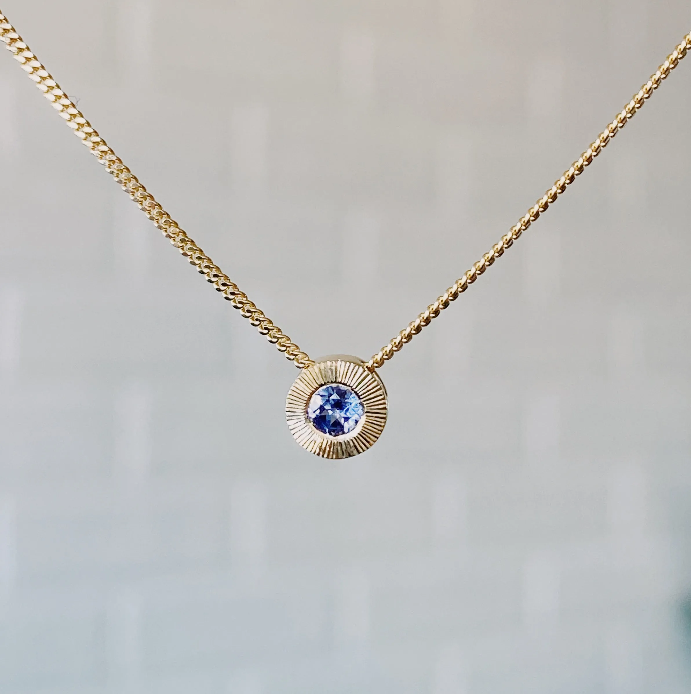 Small Aurora Birthstone Necklace - December - Tanzanite