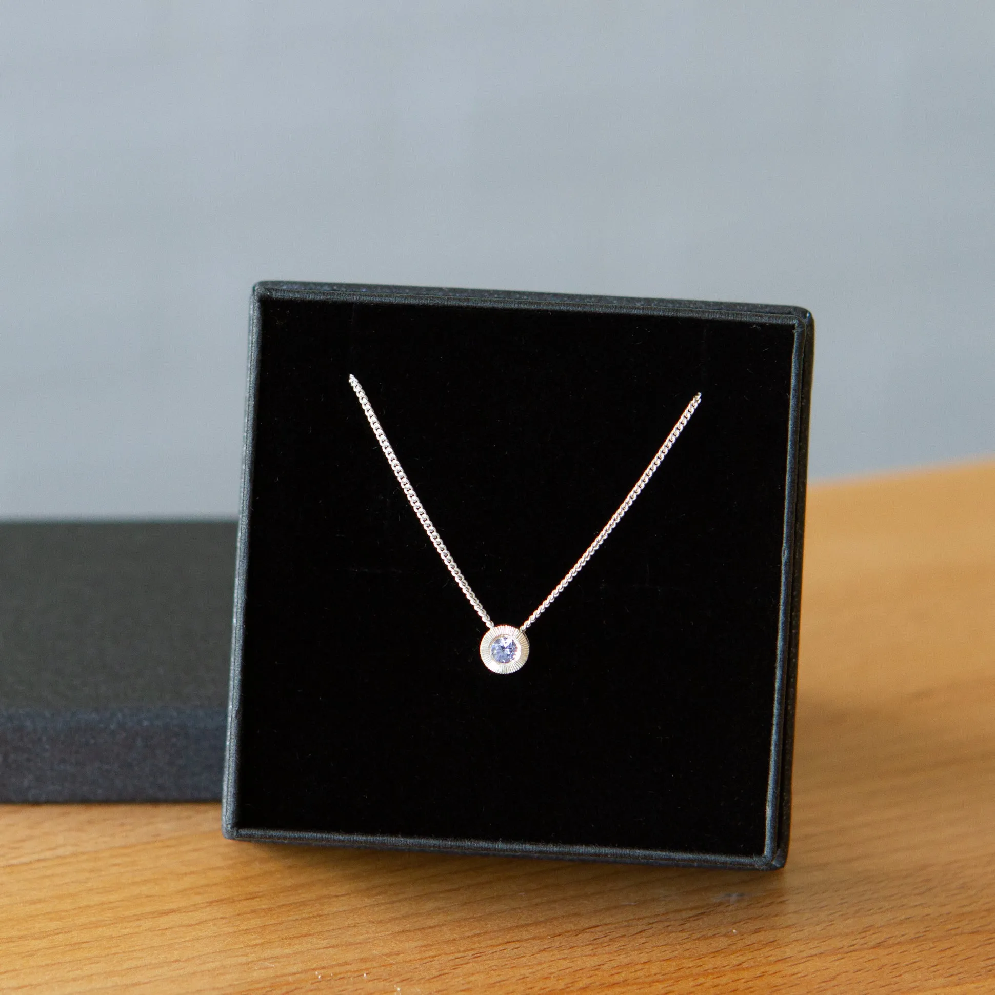Small Aurora Birthstone Necklace - December - Tanzanite
