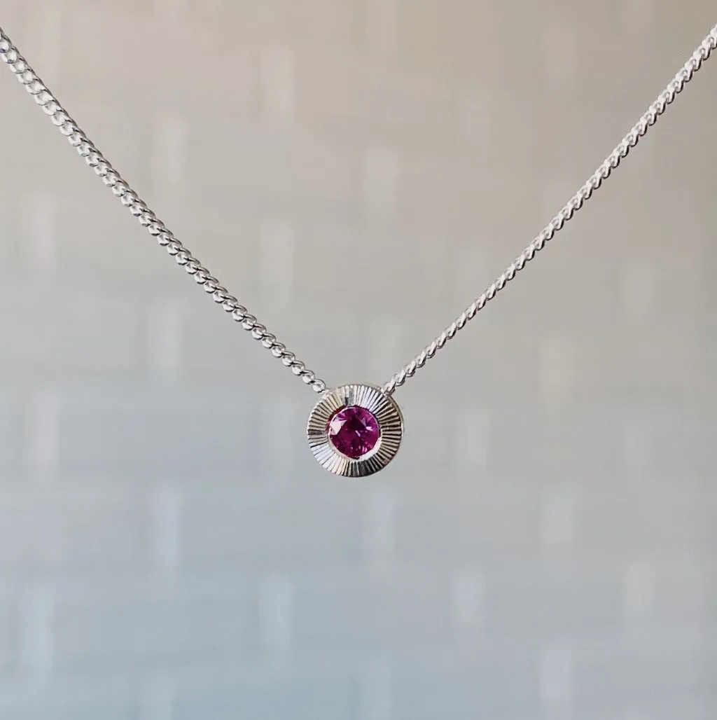 Small Aurora Birthstone Necklace in Sterling Silver