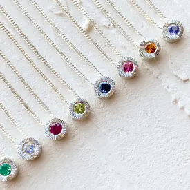 Small Aurora Birthstone Necklace in Sterling Silver