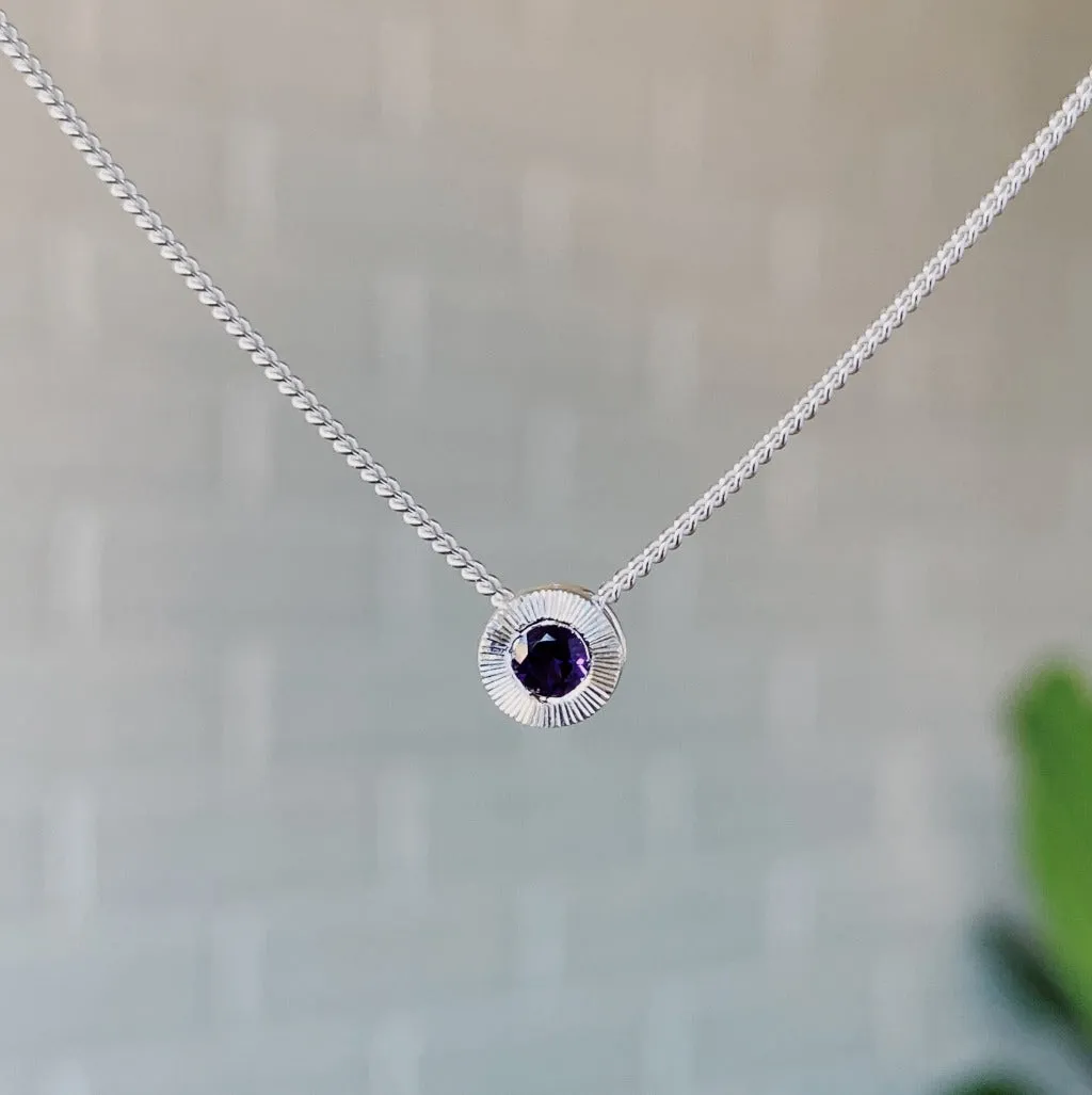 Small Aurora Birthstone Necklace in Sterling Silver