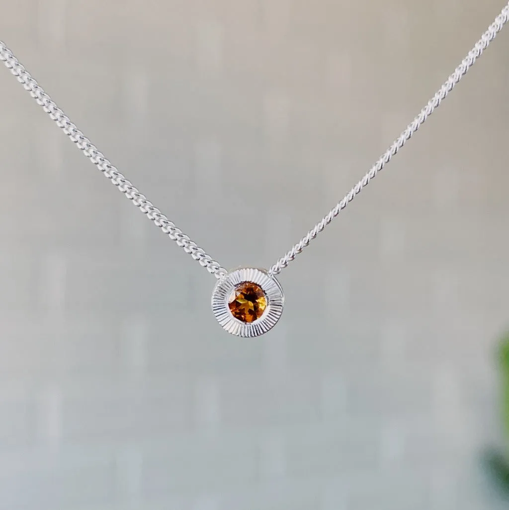 Small Aurora Birthstone Necklace in Sterling Silver