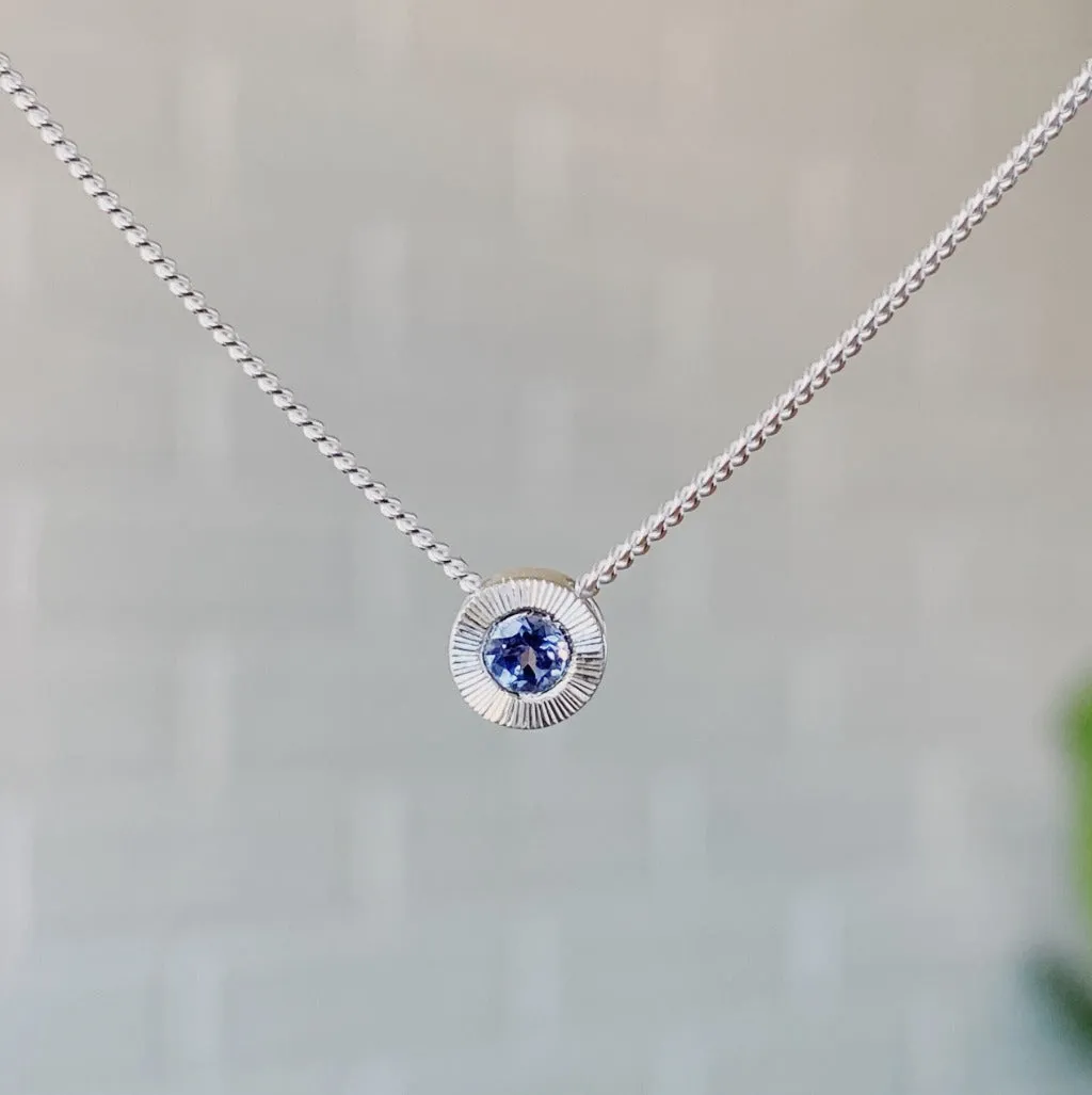 Small Aurora Birthstone Necklace in Sterling Silver
