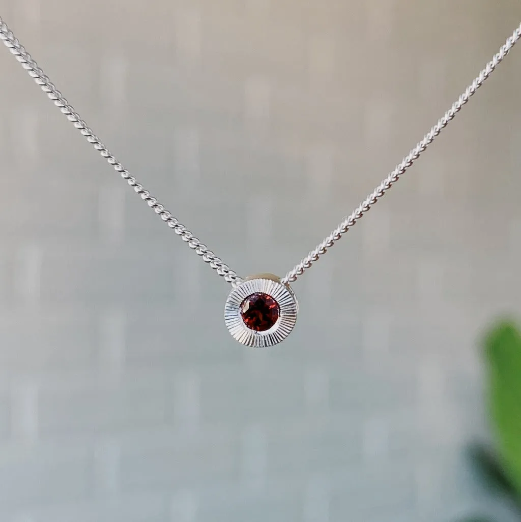 Small Aurora Birthstone Necklace in Sterling Silver