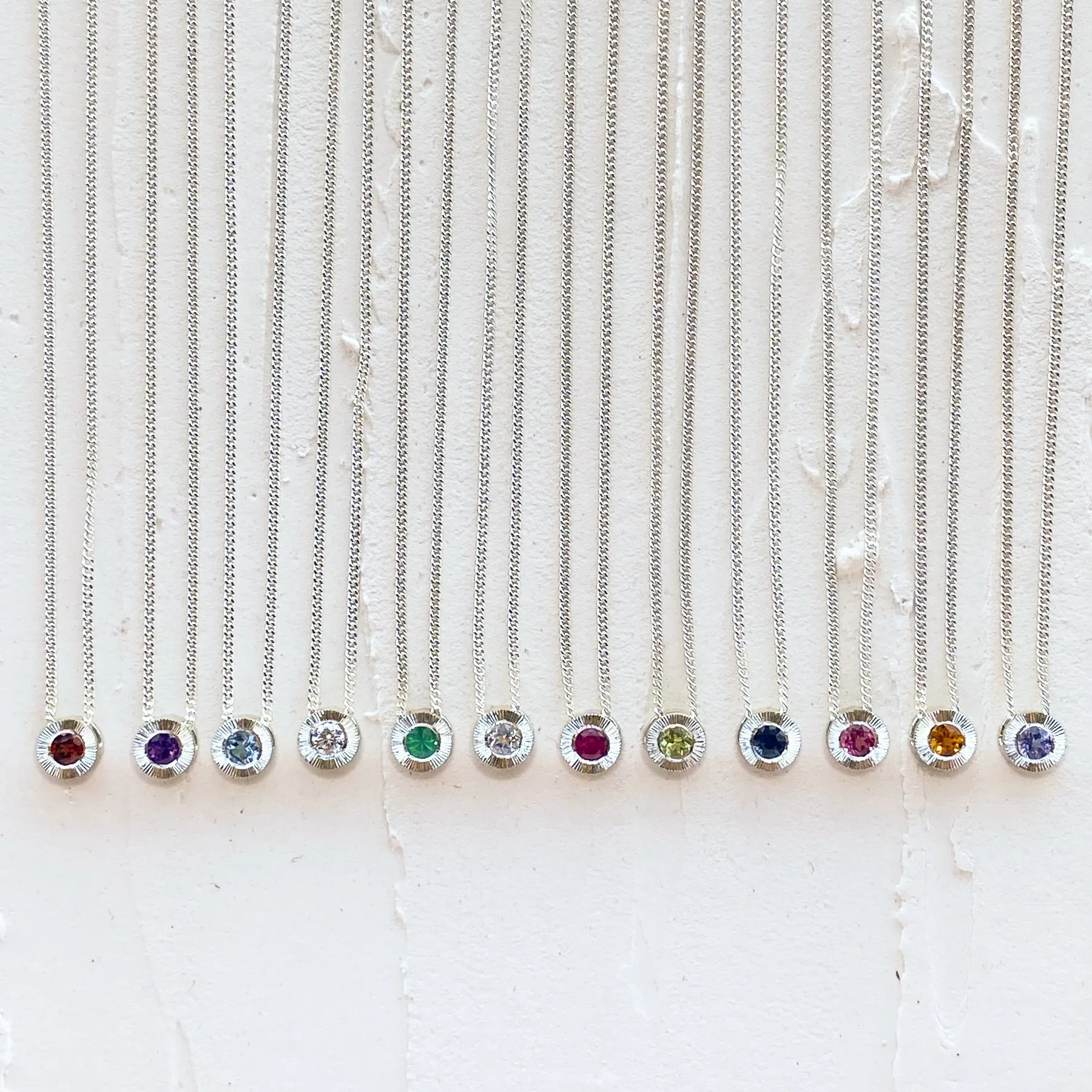 Small Aurora Birthstone Necklace in Sterling Silver