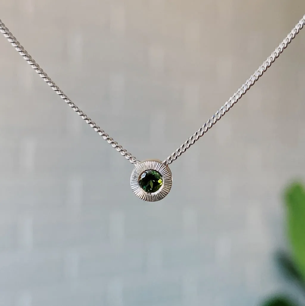 Small Aurora Birthstone Necklace in Sterling Silver