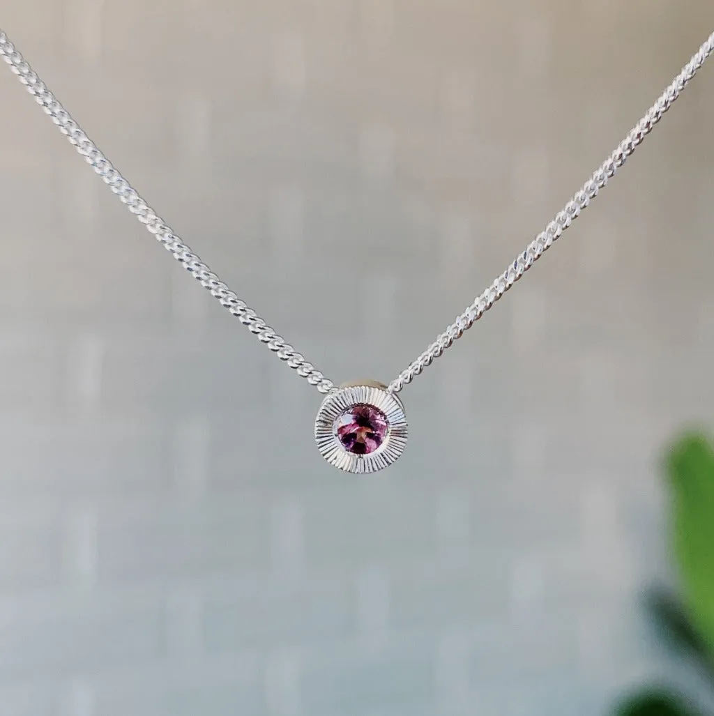 Small Aurora Birthstone Necklace in Sterling Silver