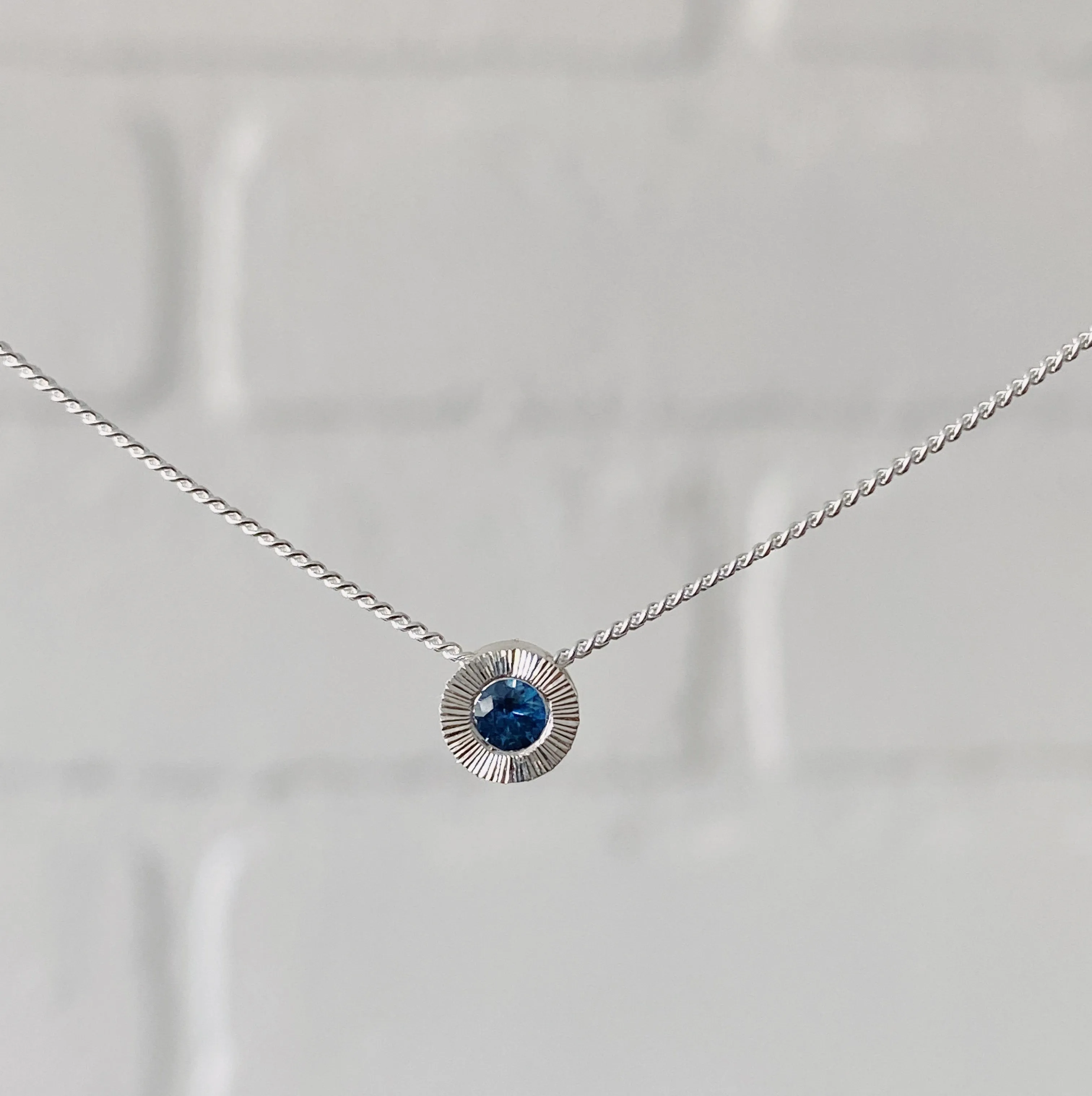 Small Aurora Birthstone Necklace in Sterling Silver