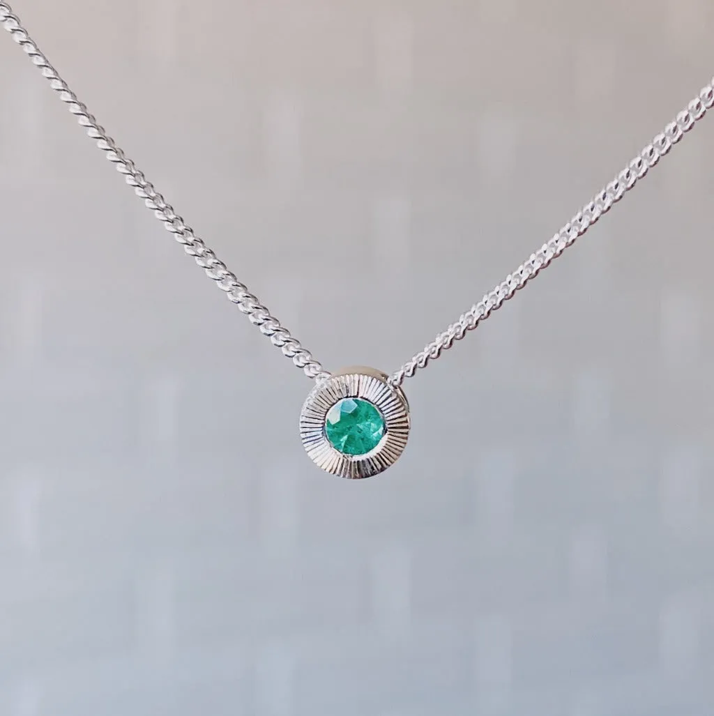 Small Aurora Birthstone Necklace in Sterling Silver