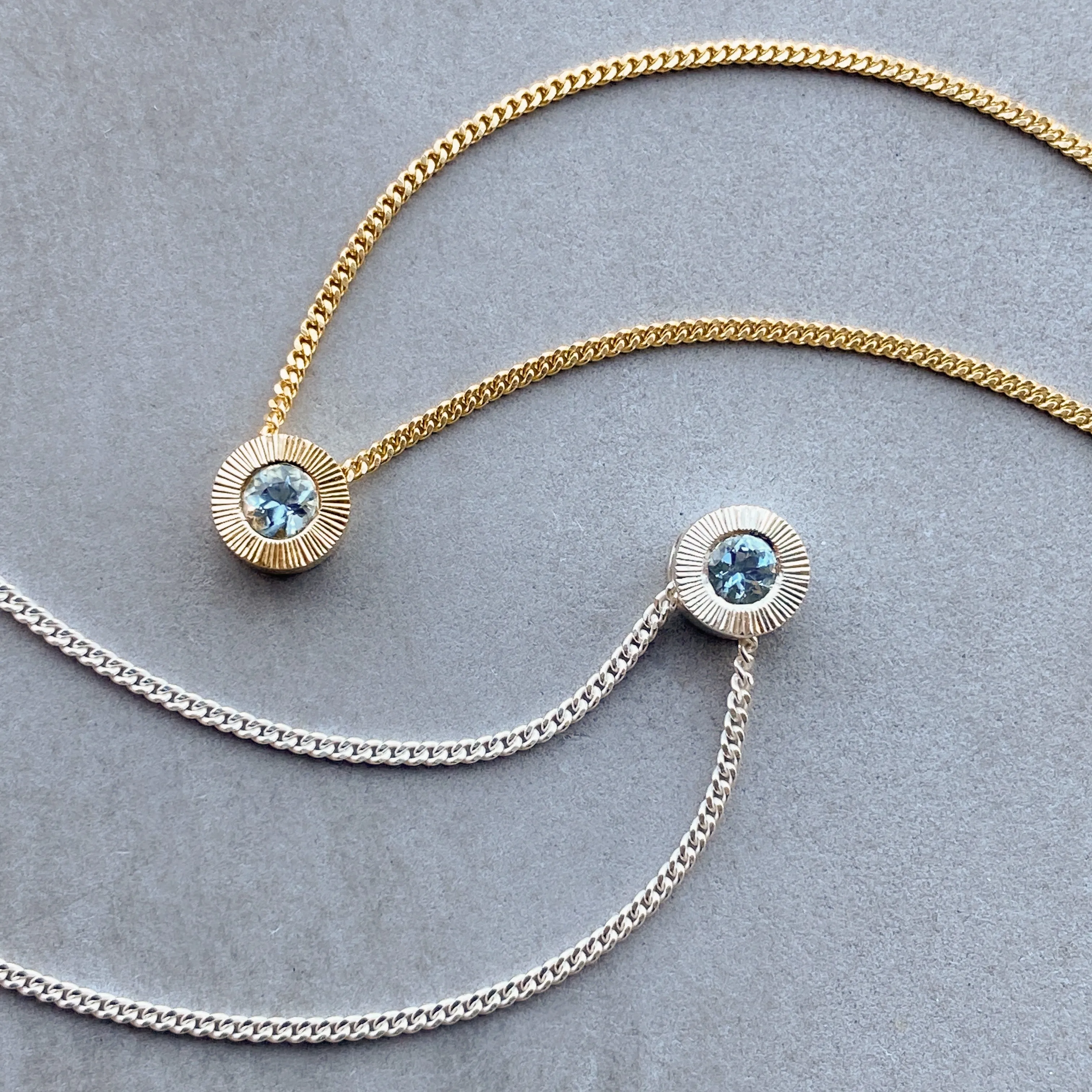 Small Aurora Birthstone Necklace - March - Aquamarine