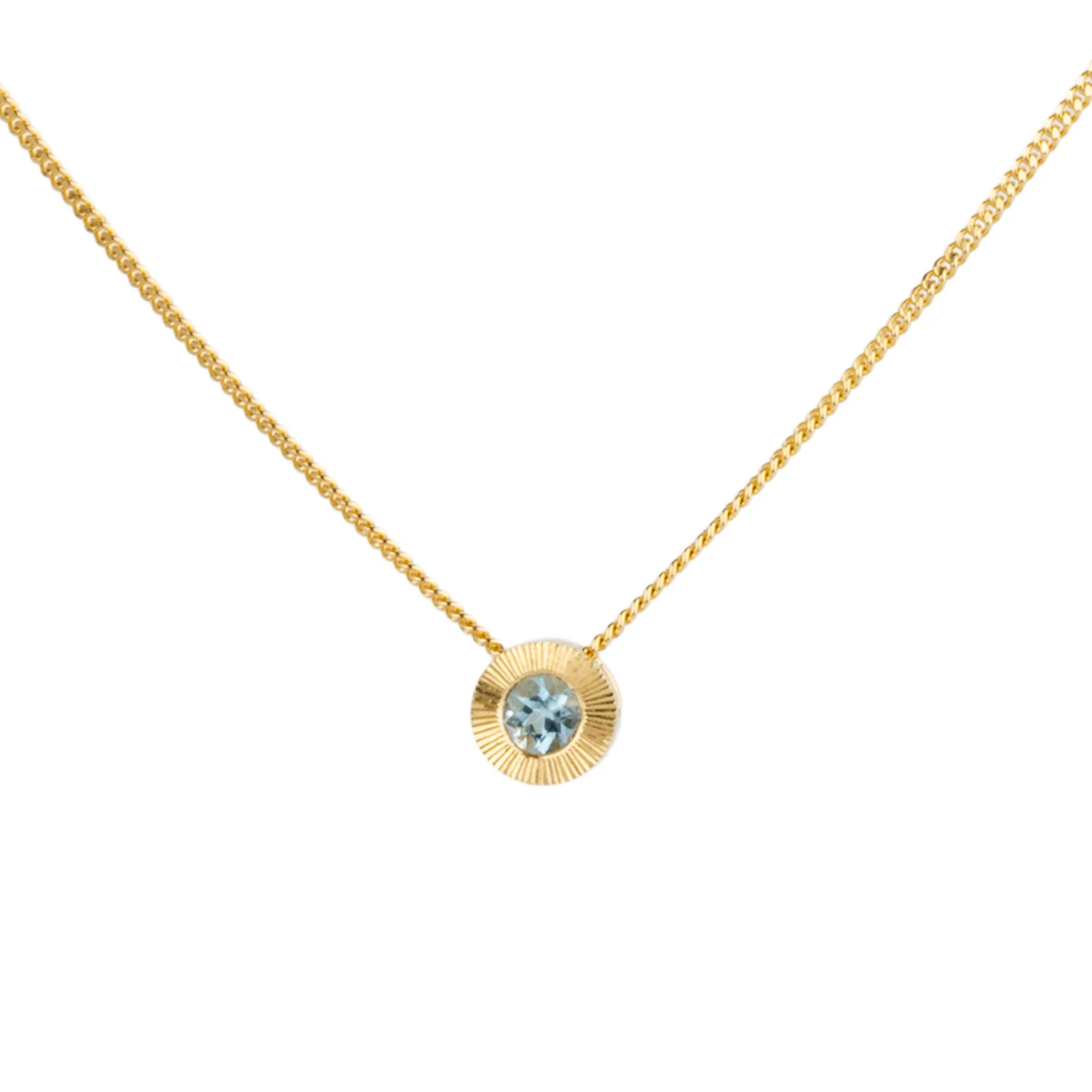 Small Aurora Birthstone Necklace - March - Aquamarine