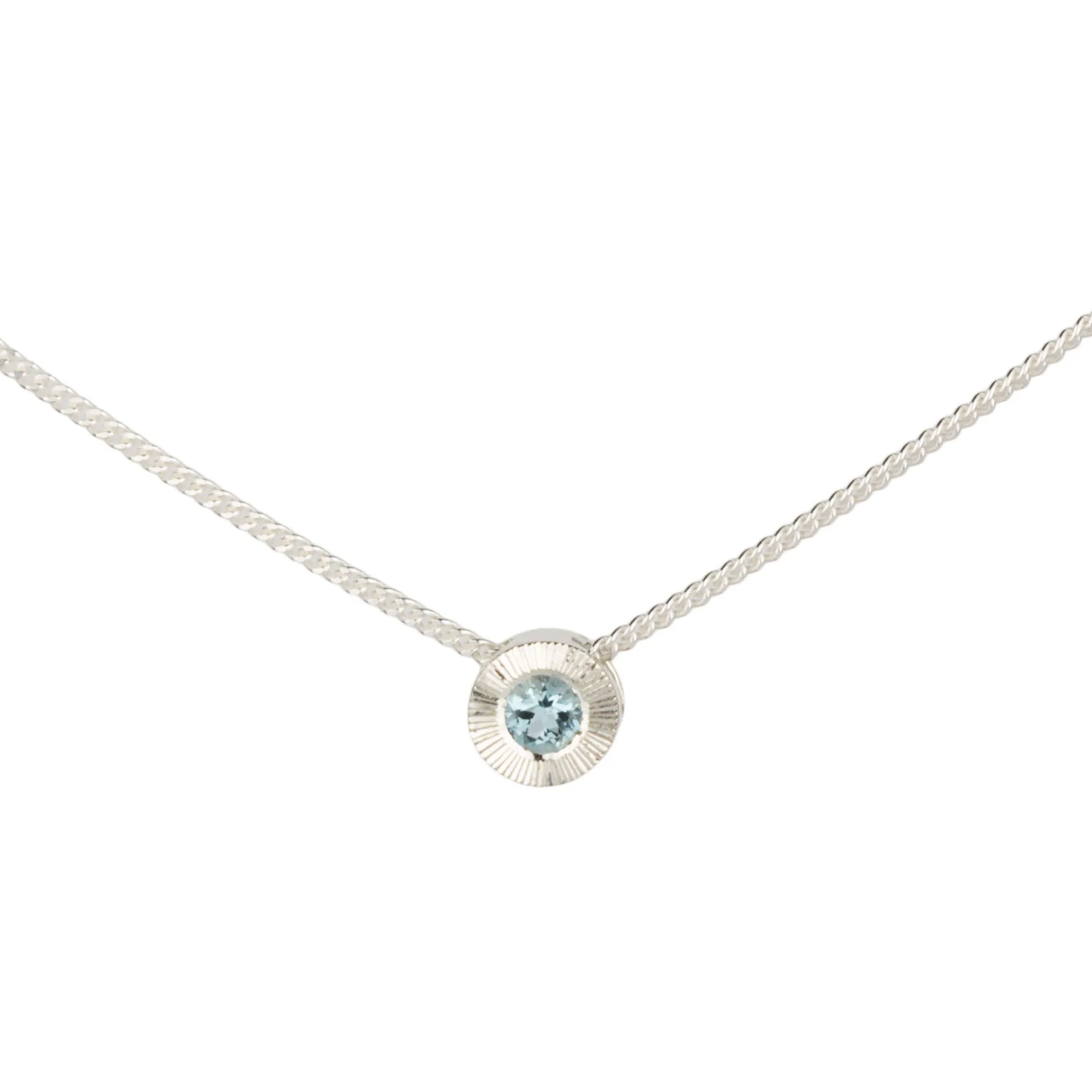 Small Aurora Birthstone Necklace - March - Aquamarine