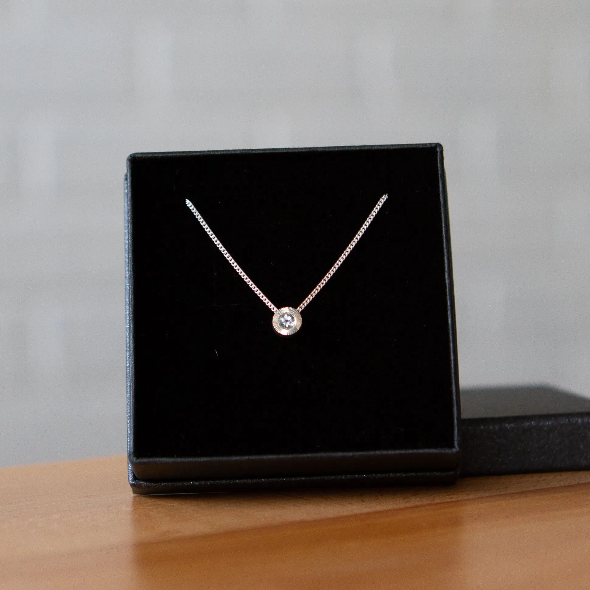 Small Aurora Birthstone Necklace - March - Aquamarine