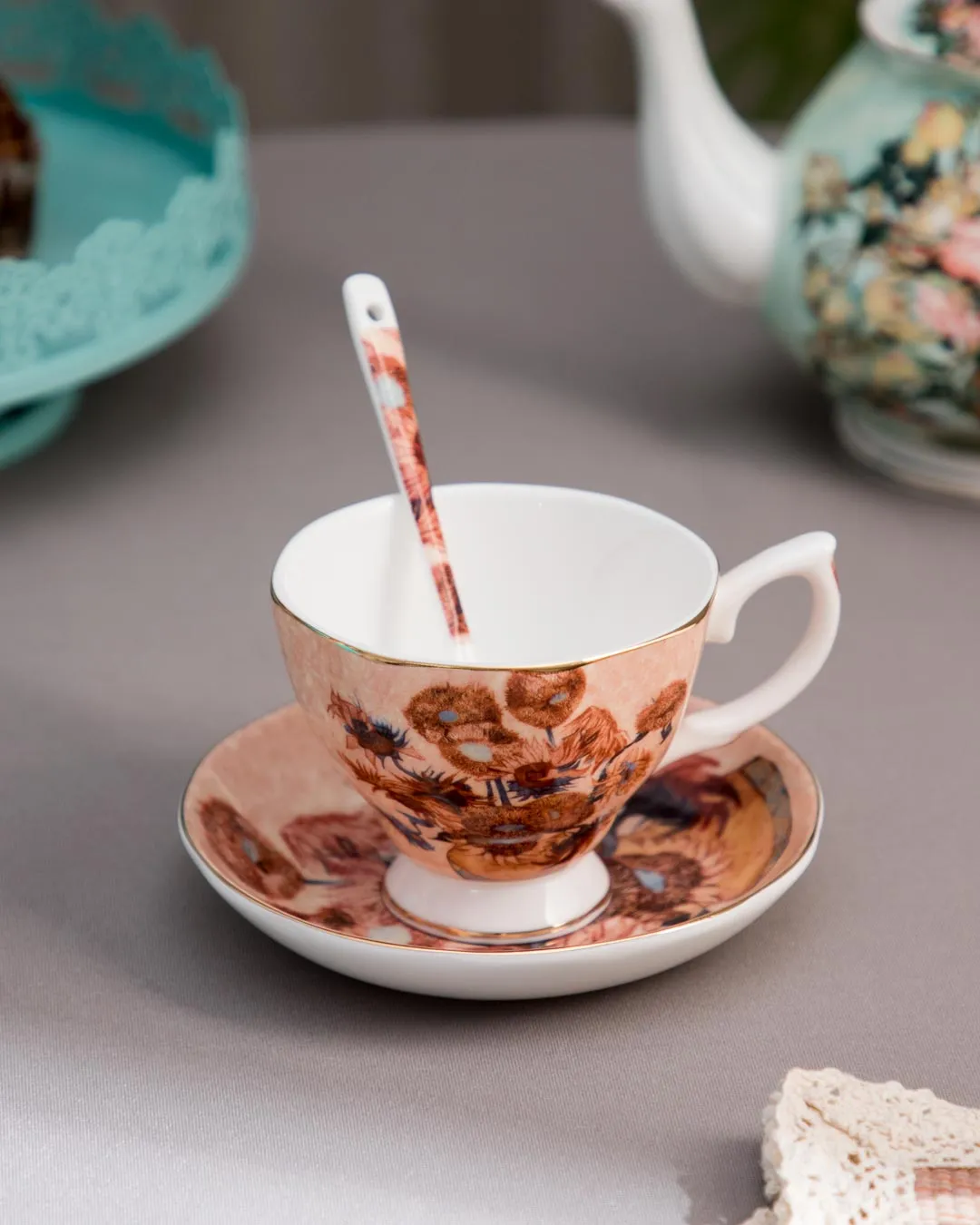 'Sunflowers' Vincent Van Gogh Painting Cup & Saucer