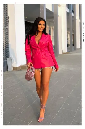 Sweet Talk PU Blazer - Pink
