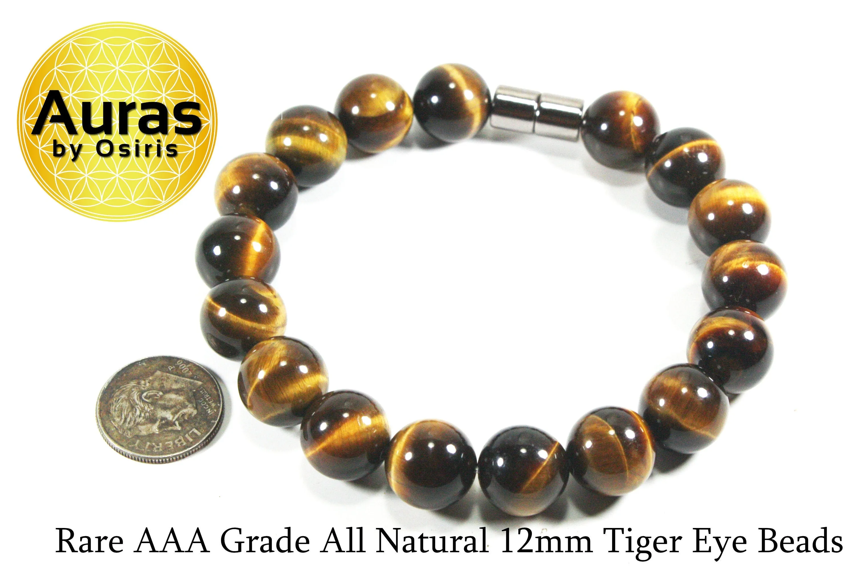 Tiger Eye Bracelet - AAA Grade Tiger Eye - Mens Bracelet - Womens Bracelet - Large Beaded Bracelet - Tiger Eye Jewelry