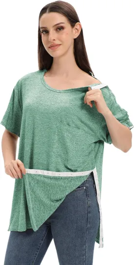 Unisex Post Shoulder Surgery Shirts for Men Rotator Cuff Chest Recovery Shirt Women Full Snap Access Dialysis Chemo Clothing