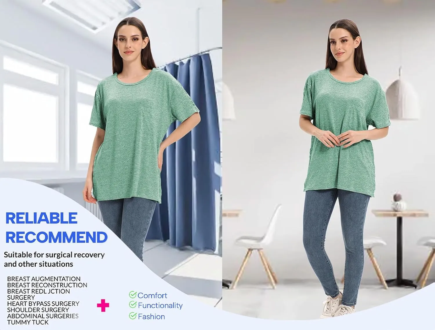 Unisex Post Shoulder Surgery Shirts for Men Rotator Cuff Chest Recovery Shirt Women Full Snap Access Dialysis Chemo Clothing