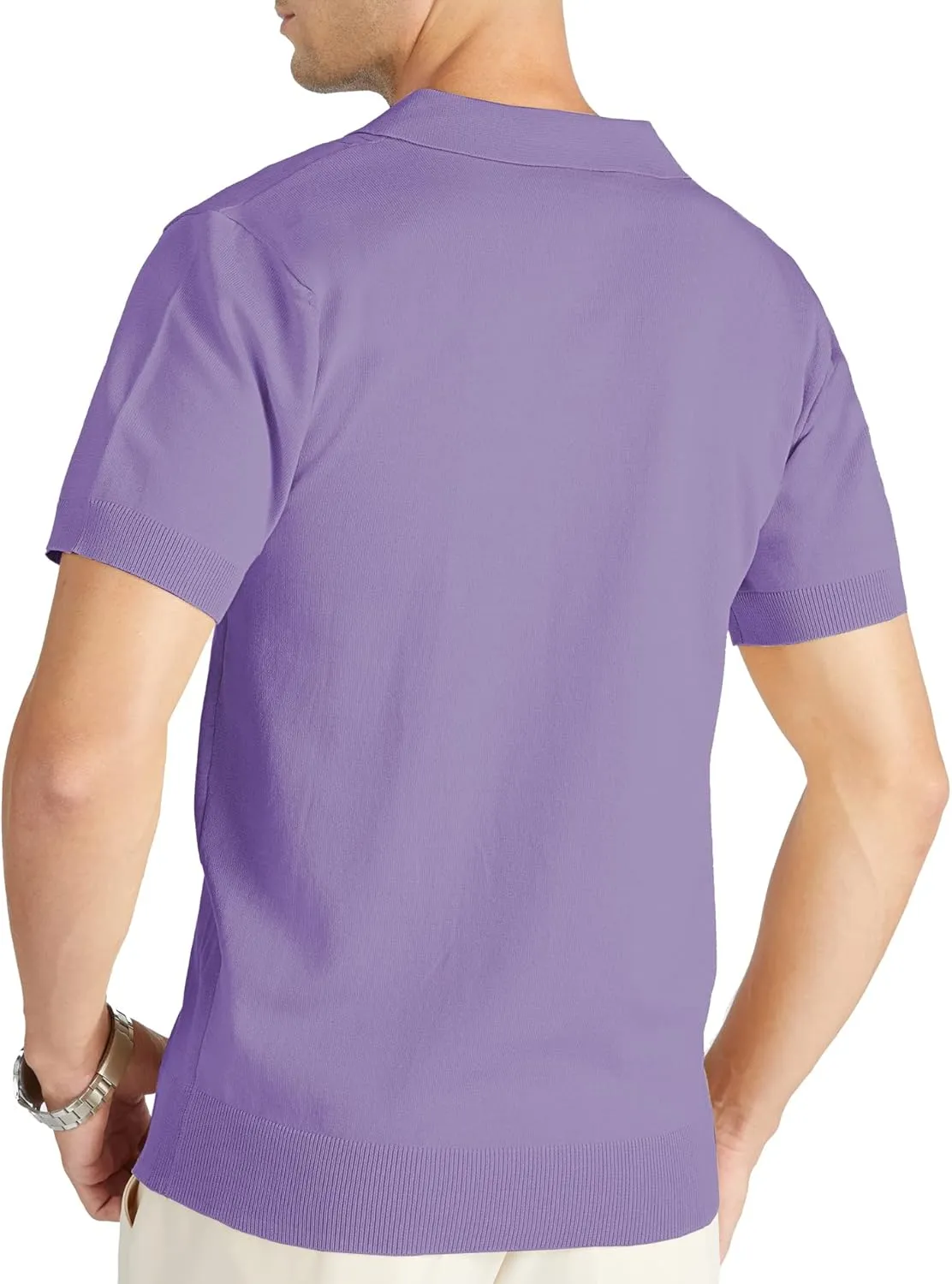 V VALANCH Mens Knit Polo Shirts Short Sleeve Vintage Sweater Polo Summer Casual Shirts Golf Pullover