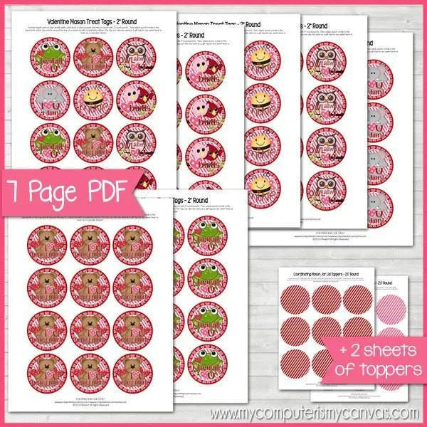 Valentine's Day Mason Jar Gift Tags PRINTABLE