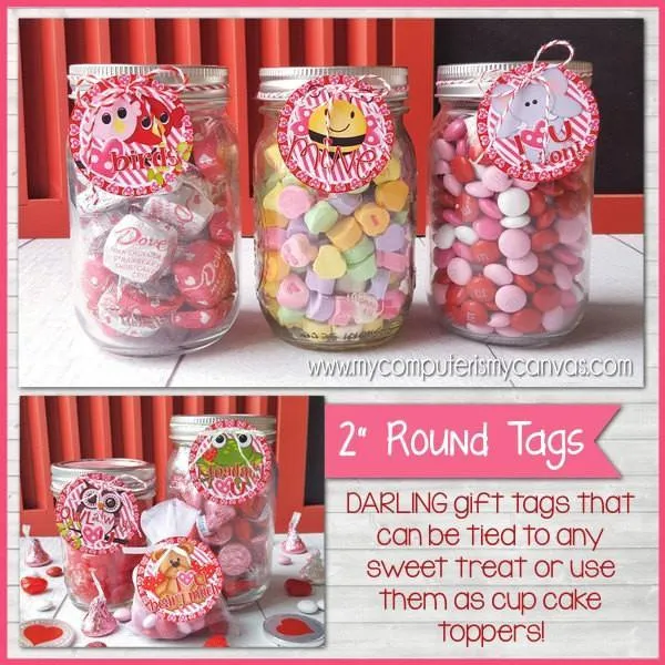 Valentine's Day Mason Jar Gift Tags PRINTABLE