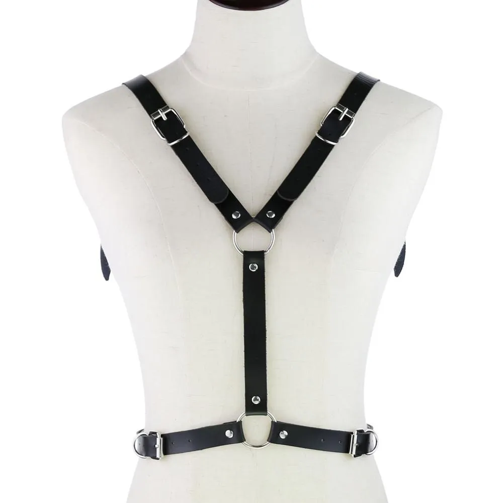 'Wings of Death' Black bat/ demon wing faux leather harness