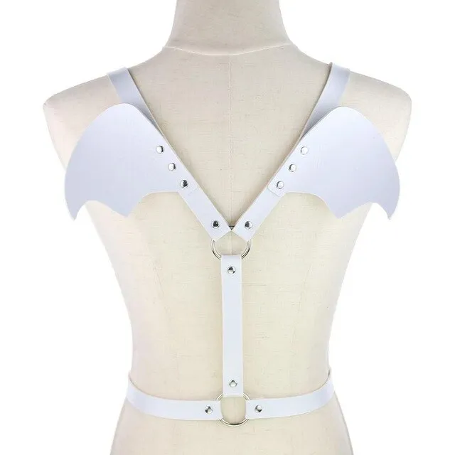 'Wings of Death' Black bat/ demon wing faux leather harness
