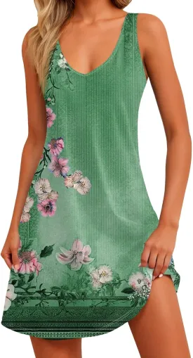 Womens Summer Dresses V Neck Vacation Dress with Pocket Casual Beach Swimsuit Coverup Printed 2025 Sundress