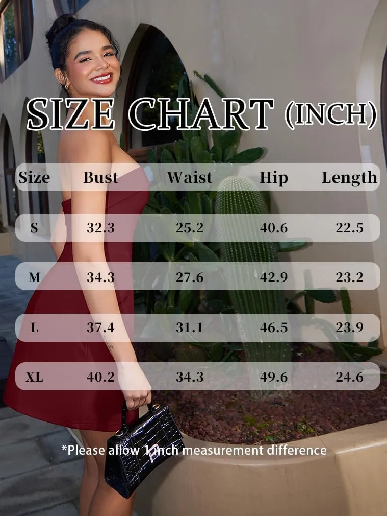 XXTAXN Women's Summer Sexy Sleeveless Tube Formal Party A-line Tulip Back Zipper Mini Dress