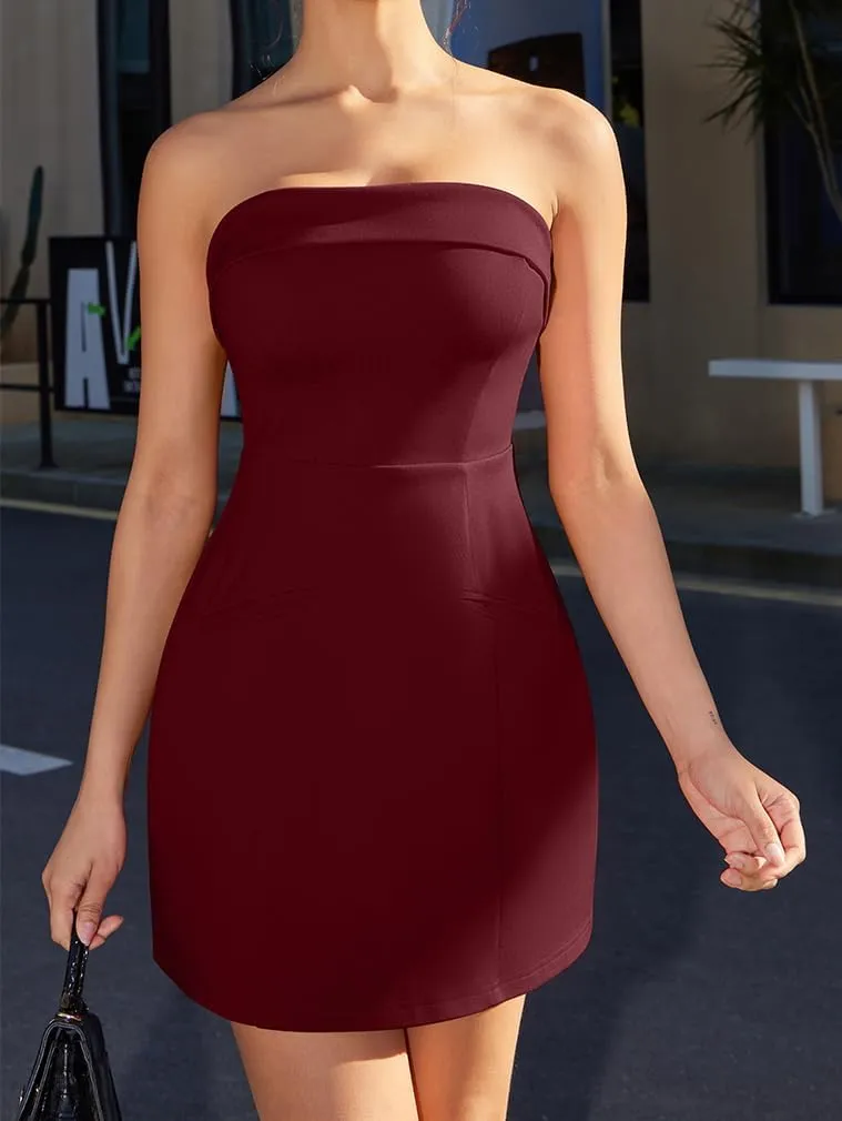 XXTAXN Women's Summer Sexy Sleeveless Tube Formal Party A-line Tulip Back Zipper Mini Dress